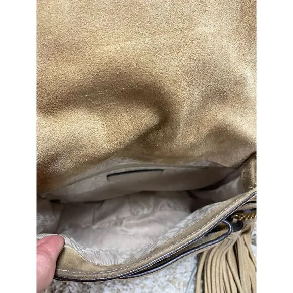 Michael Kors Dunn Suede Saddlebag Crossbody - Picture 7 of 10